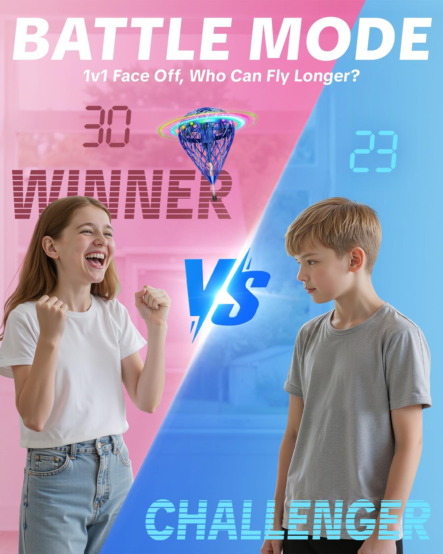 Flystars Flying Bouncing Toys, Next-Gen Pro 2025 Cosmic Globe Flying Orb Ball Motion-Control Hover Spinner with 3D Flips, Cool Birthday Toy for Kids 6+ Boys Girls Teens (Blue-L)