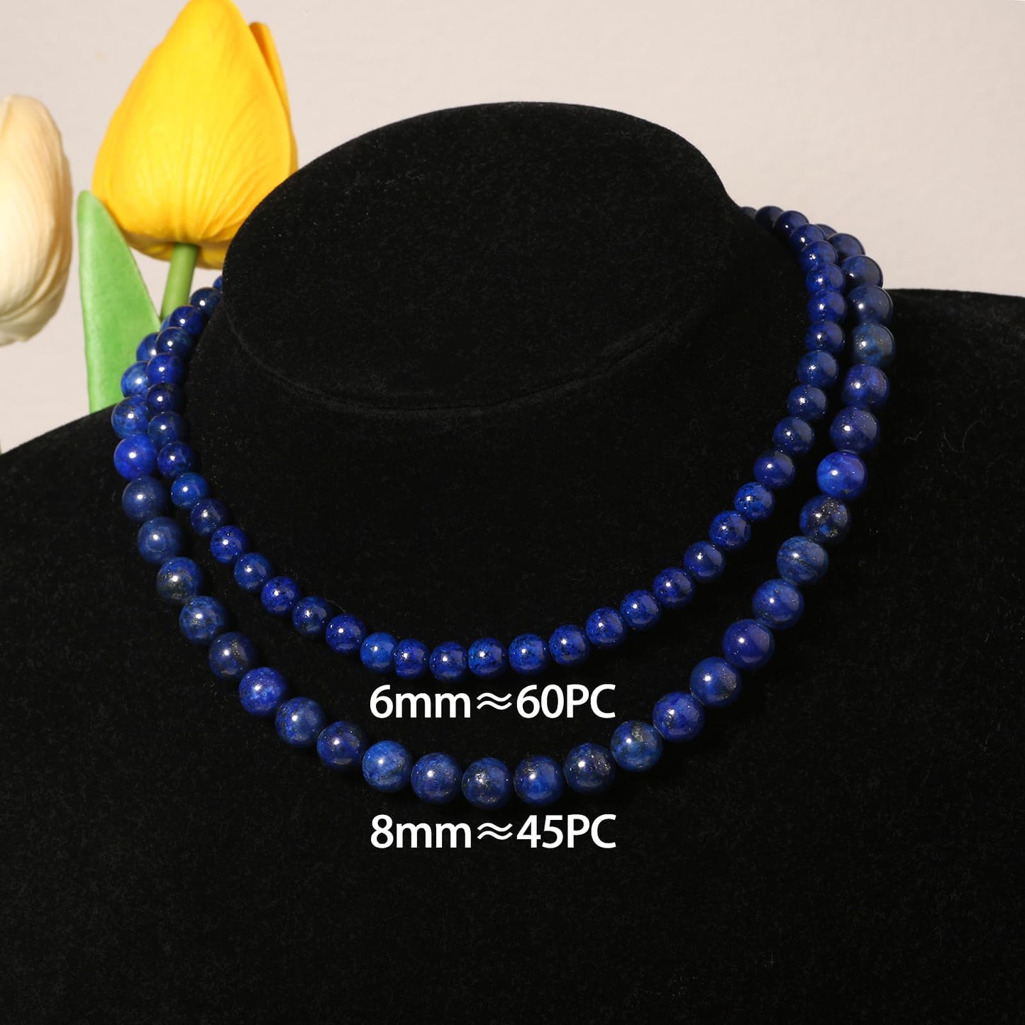 6mm Lapis Lazuli Natural Stone Beads Round Loose Beads for Jewelry Making Yochus DIY Beads Bracelet Necklace