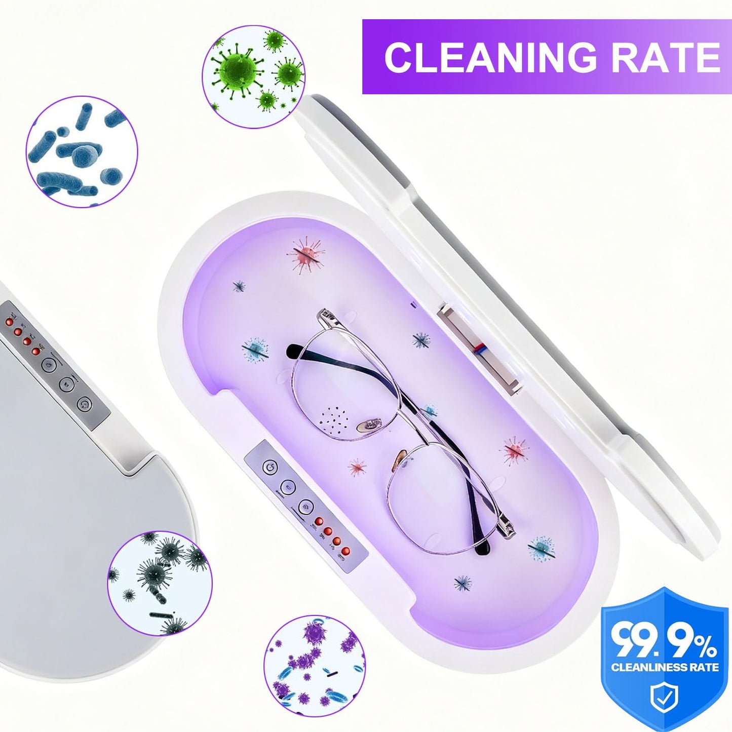 Multifunctional Cleaning Box, ALLGLAM Portable USB Cleaning Box for Nail Manicure Make Up Tools,Jewelry,Tattoo Supplies Cleaning