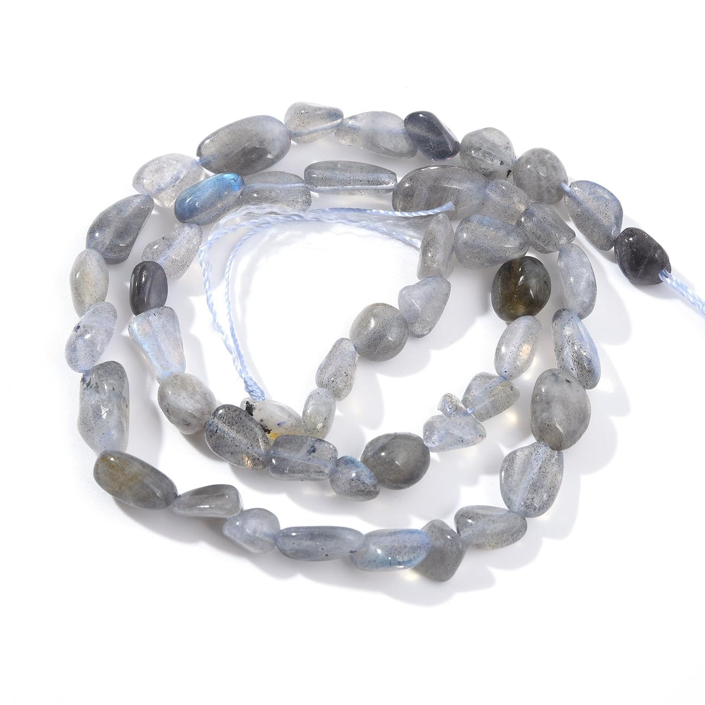 jodaying 6-8mm Natural Labradorite Nuggets Oval Free Tumbled Pebble Semi Precious Gemstone Loose Stone Beads Approx 15.5 inch for DIY Jewelry Making
