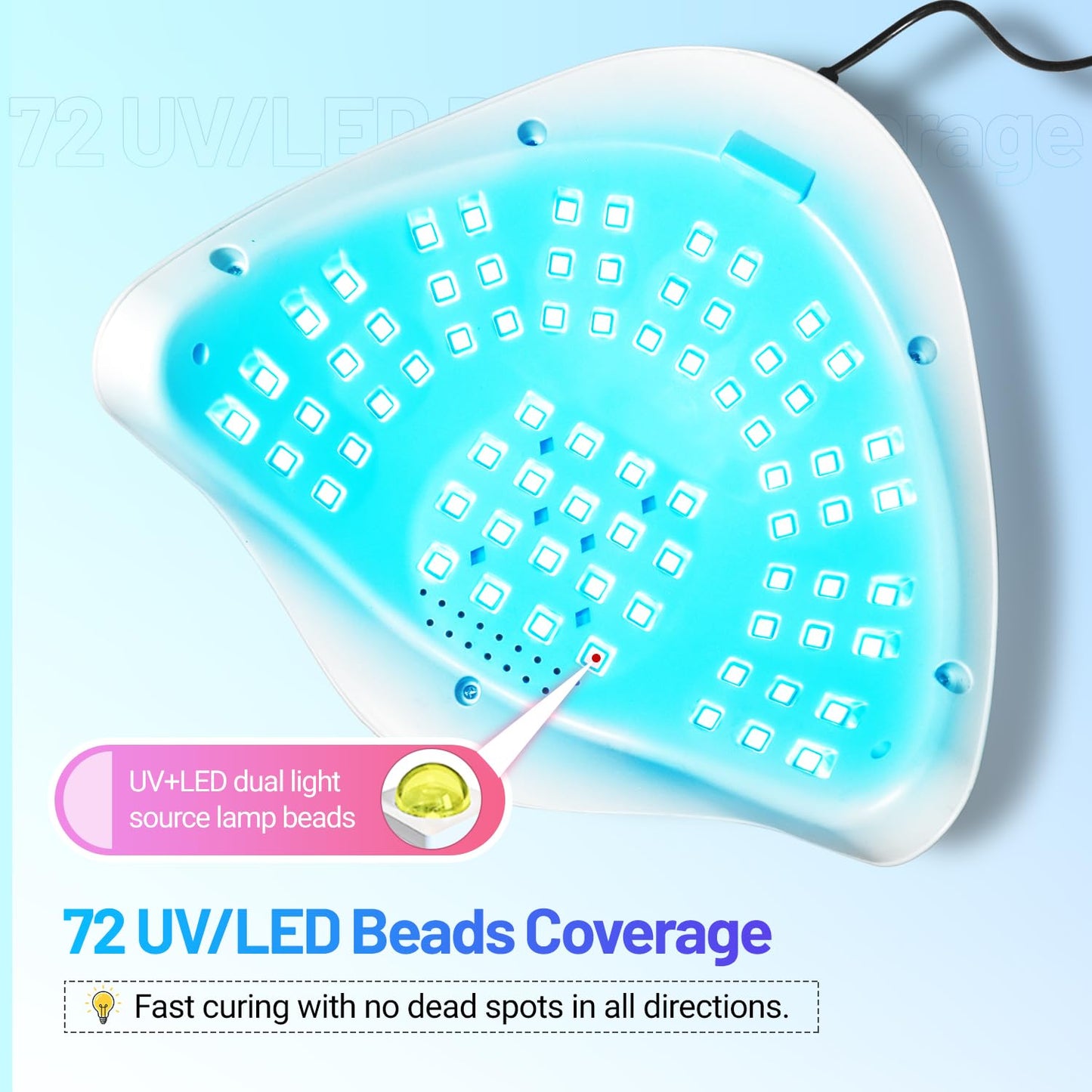 JODSONE U V LED Nail Lamp 320W, Nail Dryer for Gel Polish, Gel Nail Lamp with 72 Light Beads, Led Nail Light for Nails with Automatic Sensor & 4 Timers