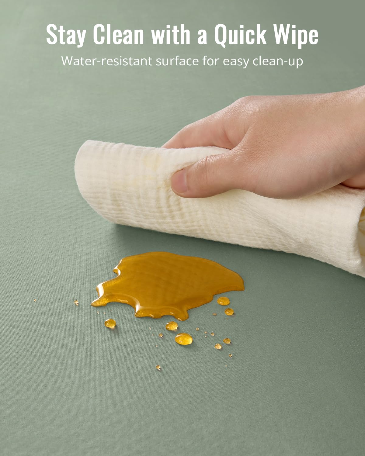Blissful Diary Baby Splat Mat for Under High Chair, 50.4 x 50.4 Inch Wipeable Splash Mat, Waterproof and Washable, Anti-Slip Floor Protector, Sage Green