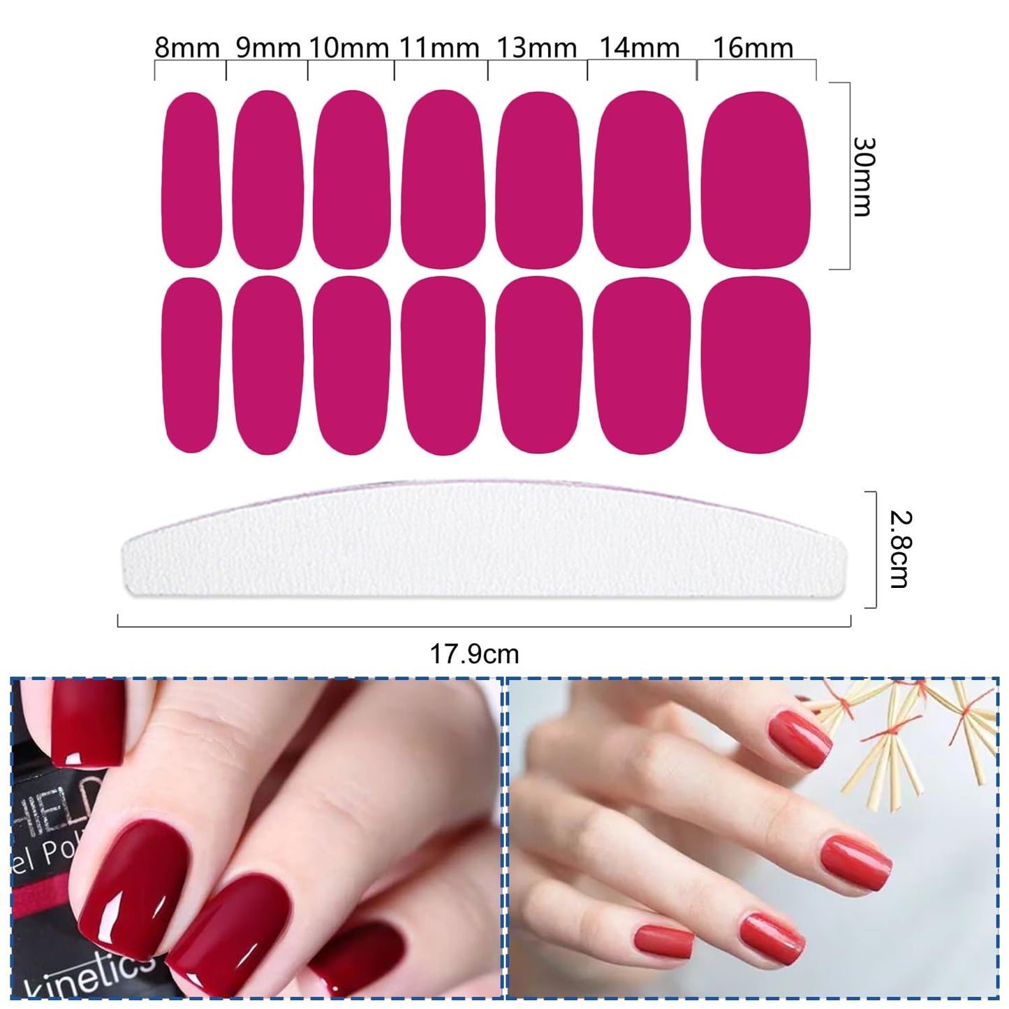 YECIRALA 20 Sheets 280 Pcs Pink & Purple Solid Nail Polish Stickers Full Nail Wraps - Light Pink Gel Nail Strips for Women Stick On Nails Polish Strips for Women Nails Designs Stickers Strips