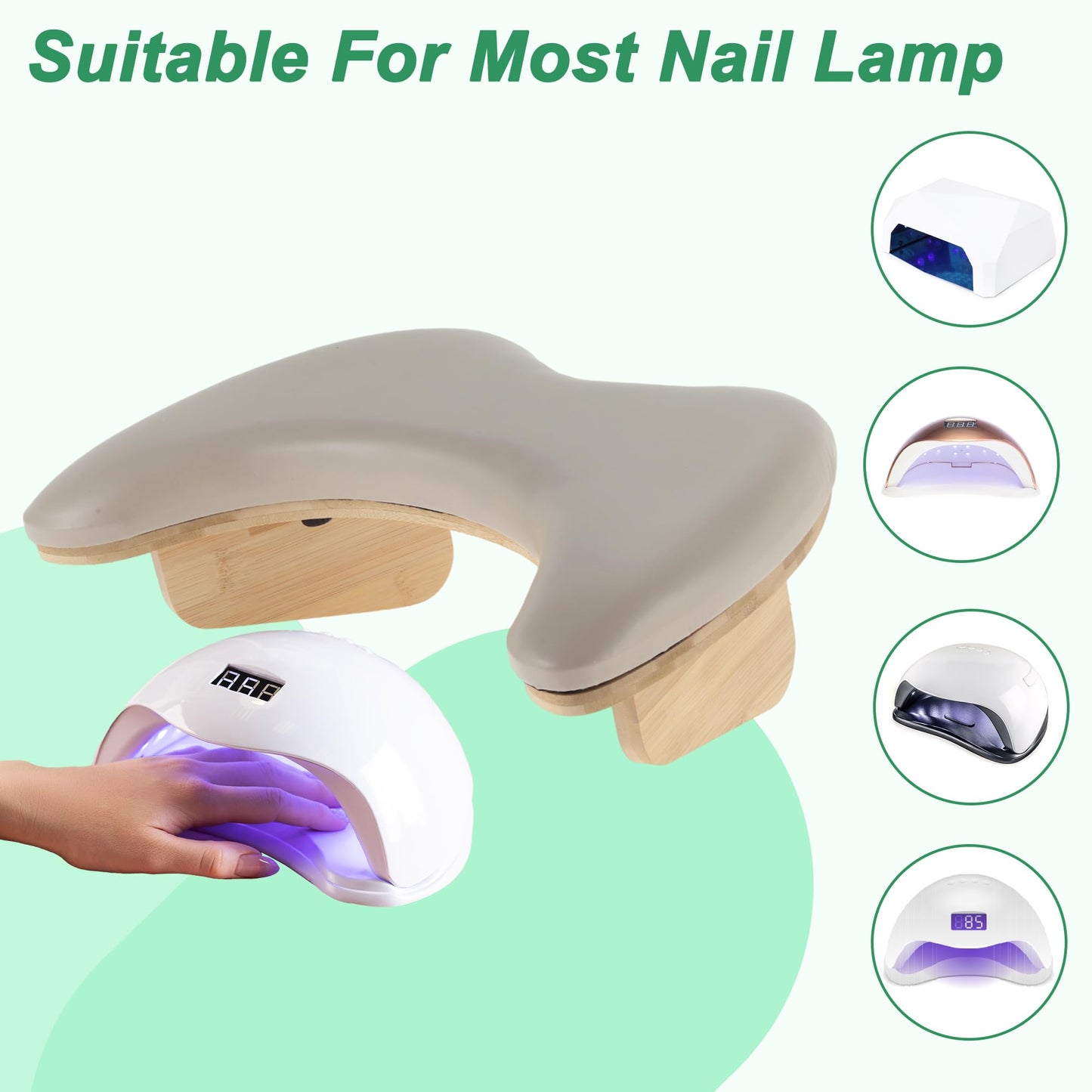 VOCOSTE Arm Rest for Nails Tech, U Shaped Nail Arm Rest, Manicure Hand Rest with Detachable Brackets, Hand Rest for Nails Tech, Nail Hand Rest for Nail Tech Must Haves, Coffee Color