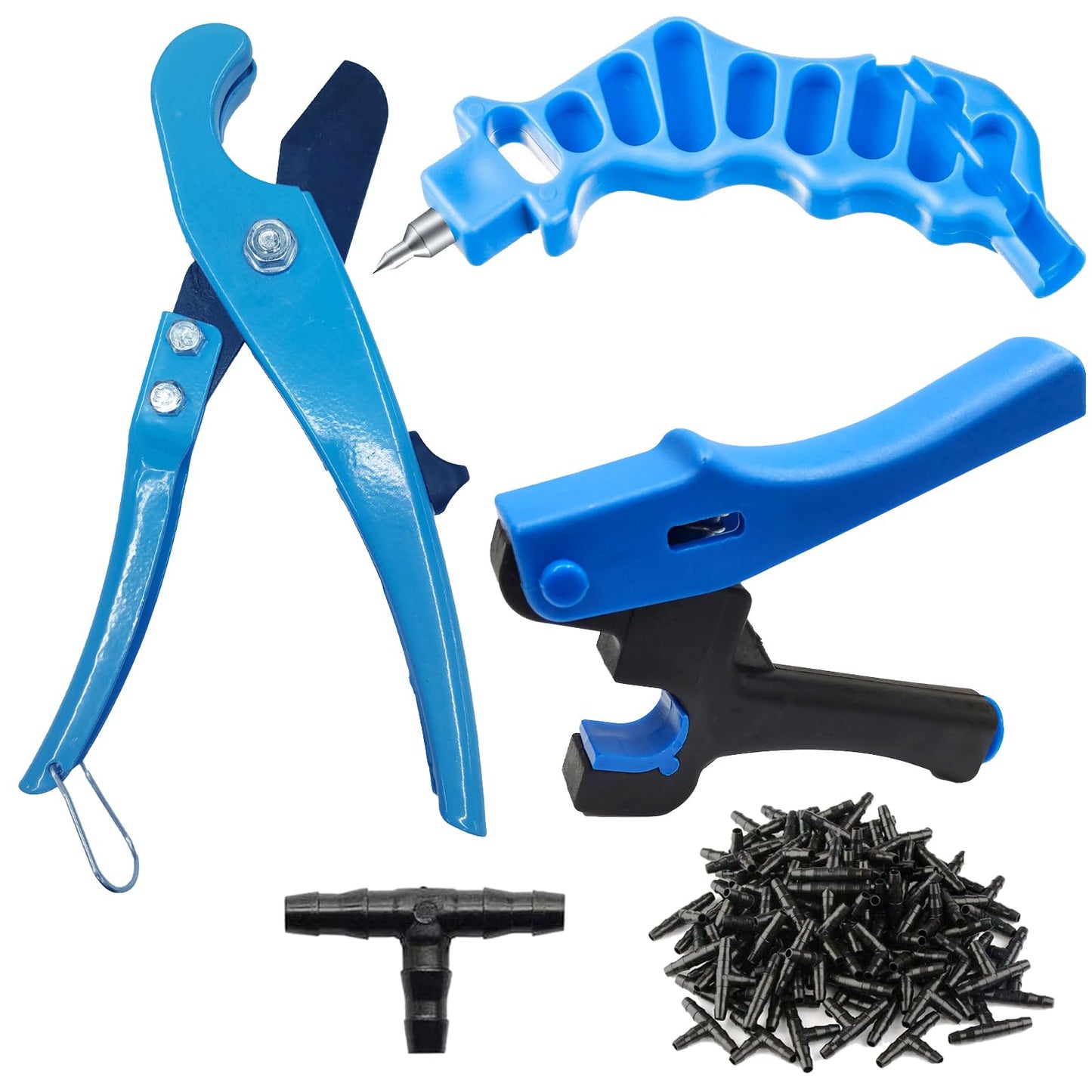 Foinco Drip Irrigation Hole Punch Tool, 2in1 Precision Sprinkler Hose Cutter, 3Pieces, Fits 16/20/25mm PE Pipe
