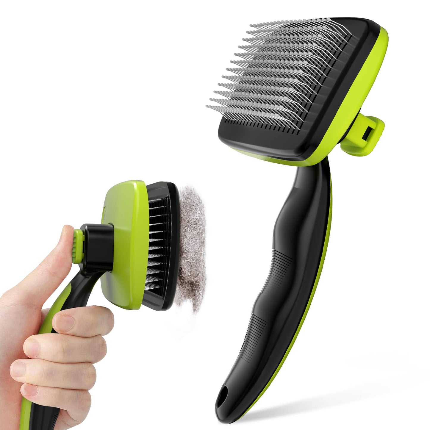 Pet Grooming Tool Bundle: Self-Cleaning Slicker Brush + Undercoat Rake + Comb
