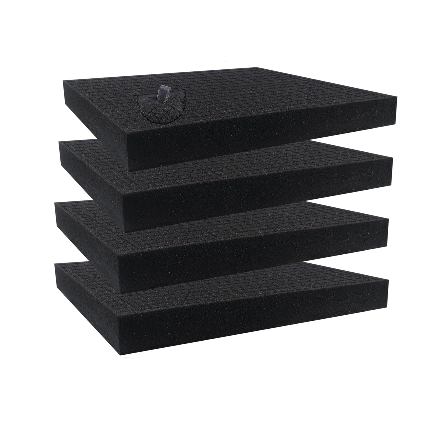 KYHSOM 4 Pack Pick and Pluck Foam 16x12x2 Inch - Pre-Cubed Cell Polyurethane Sheets for Tool Box, Camera, Craft and Protective Case Liner Organizer