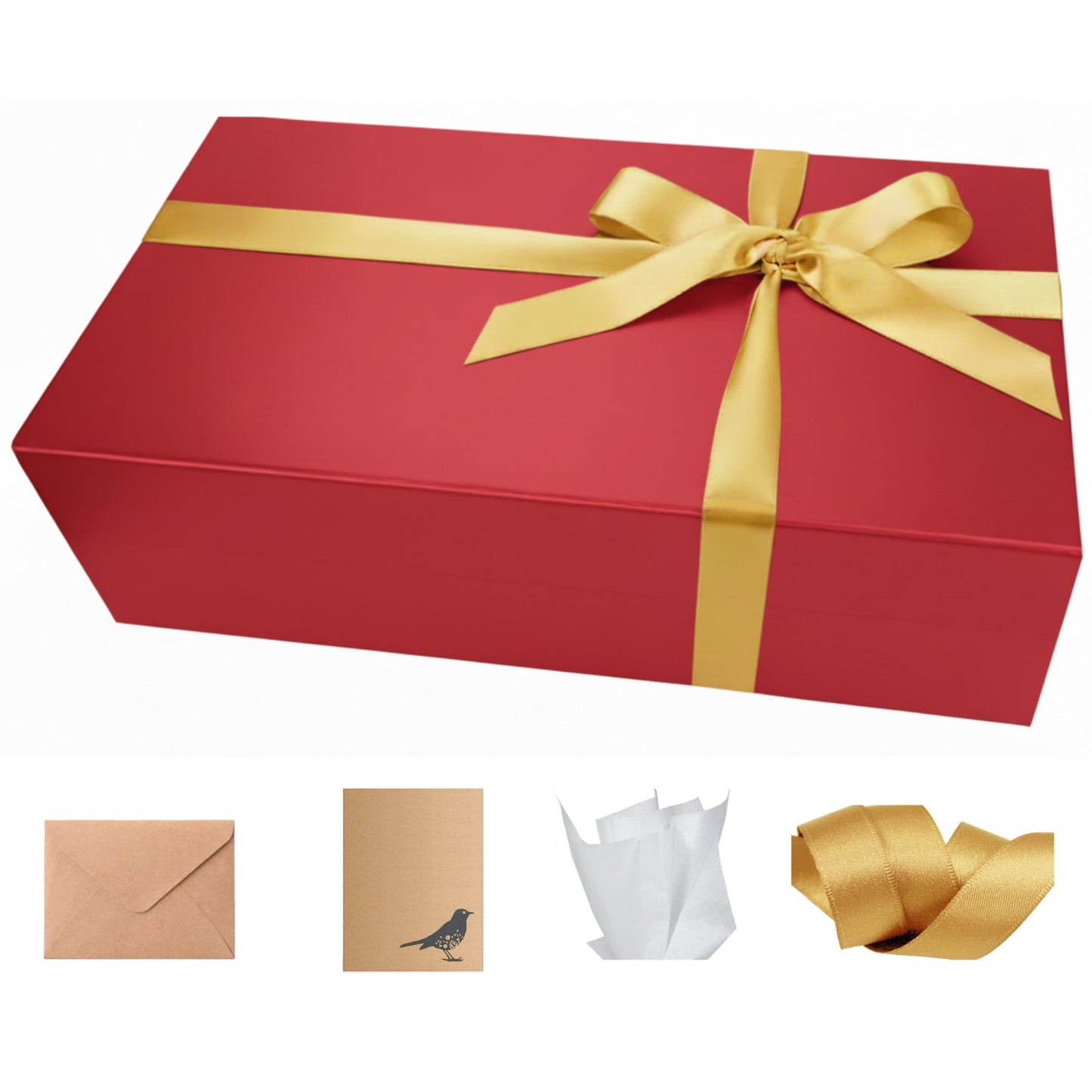 CECOBOX - Gift Boxes with Lids for Presents 13"x8.5"x4" - Matte, Collapsible Magnetic Closure Gift Box - Groomsmen & Bridesmaid Proposal Boxes, Wedding, PR, Birthdays, Holidays (Red)