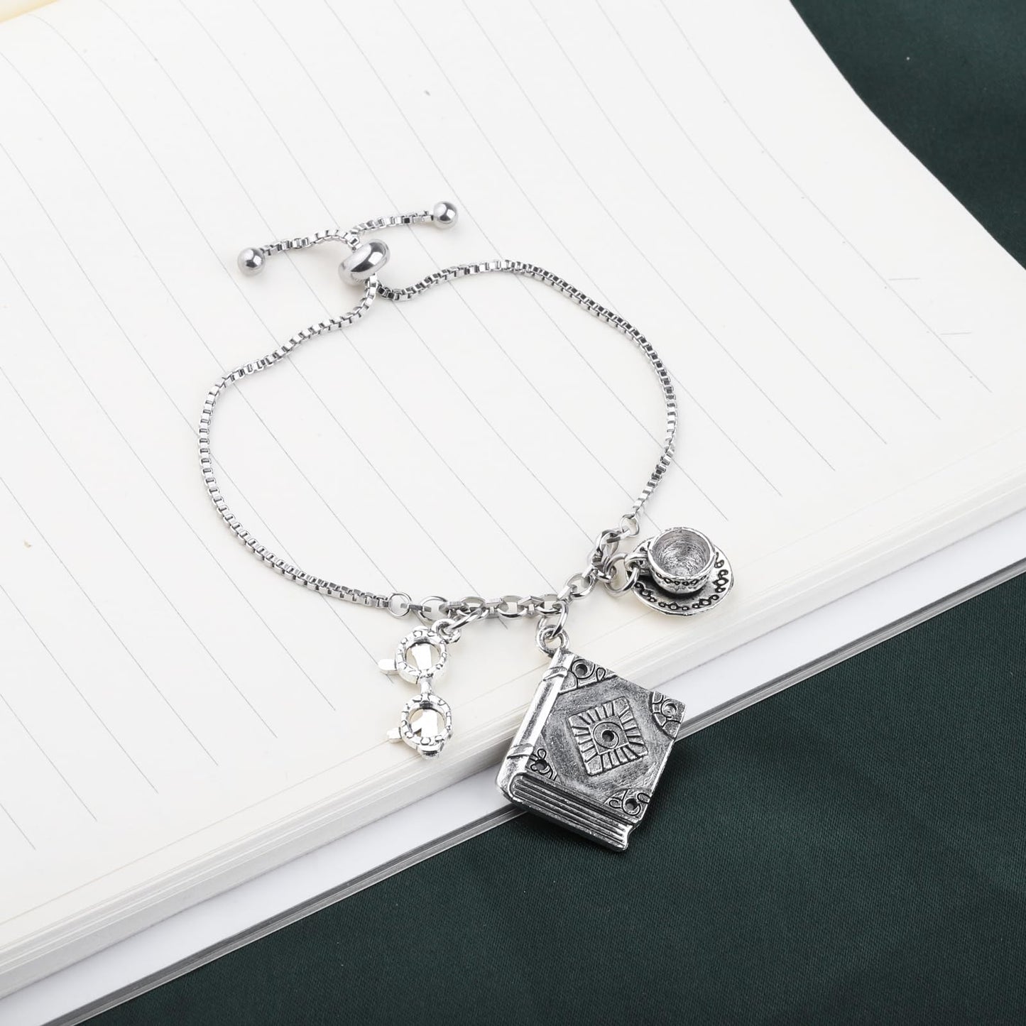 PLITI Reading Gift Bookworm Gift Book Nerd Gift Just One More Chapter Book Lover Bracelet For Women (chapter slide bg)