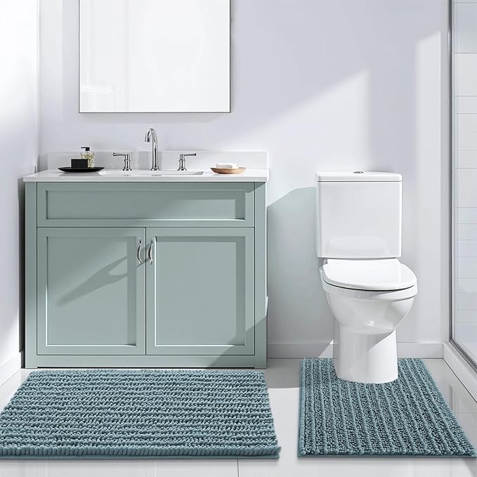 Arotive Luxury Chenille Bathroom Rug Mat, Extra Soft Thick Absorbent Shaggy Bath Rugs, Non-Slip Machine Wash Dry, Plush Bath Mats for Bathroom, Shower and Tub, 36x24, Smoky Gray