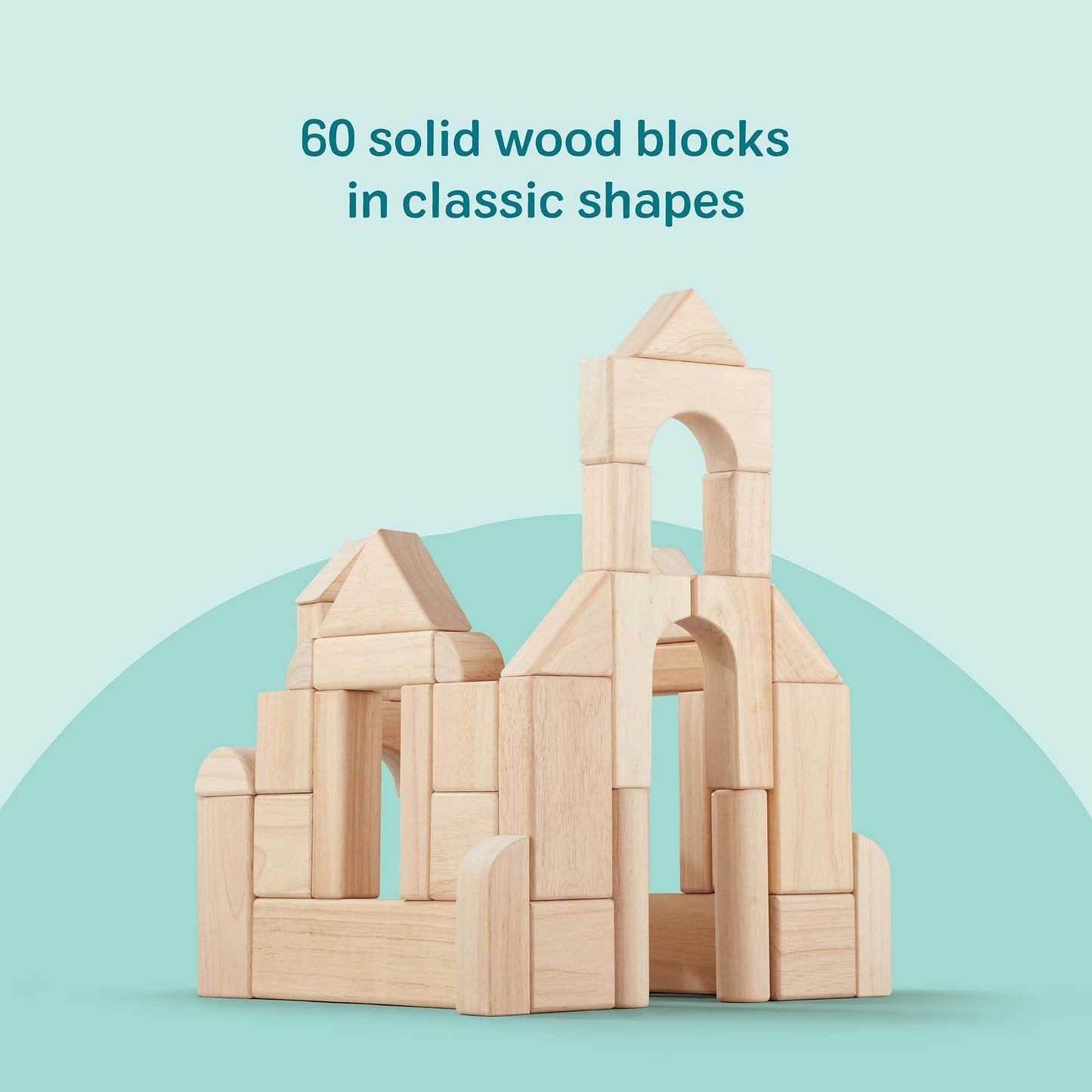 Melissa & Doug Standard Unit Solid-Wood Building Blocks with Wooden Storage Tray, 60-Piece Hardwood Sorting & Stacking Toys for Building & Balancing, Preschool Learning Toys for Kids Ages 3+