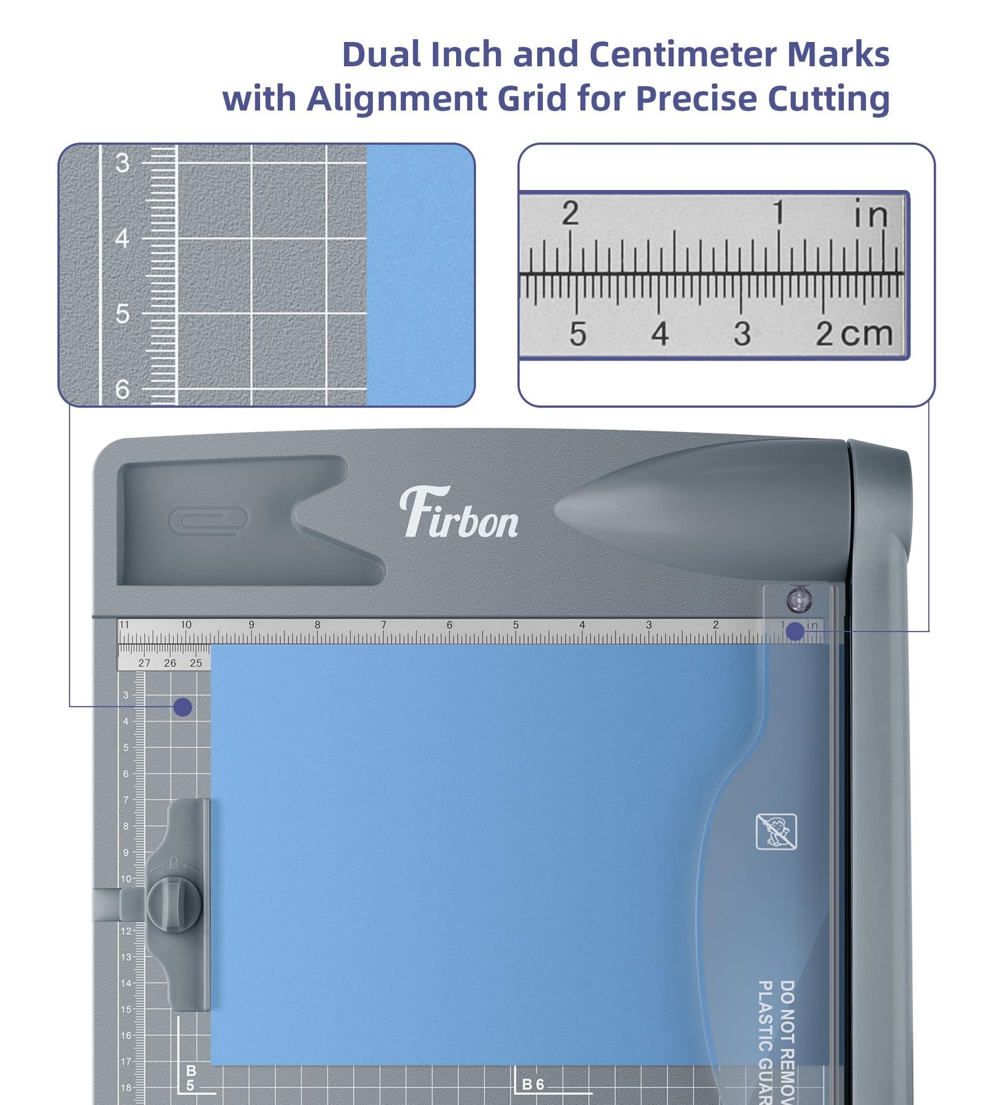 Firbon 12" Guillotine Paper Cutter, Heavy Duty 30-Sheet Capacity Trimmer for Cardstock, Photos, Scrapbooking, Office, Classroom, Studio (Gray)