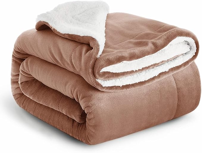 IR Imperial Rooms Sherpa Fleece Throw Blanket Twin Size for Couch - Soft and Fuzzy Blankets & Throws for Winters, Thick and Warm Fluffy Twin Blanket for Bed, Camel, 60x80 Inches