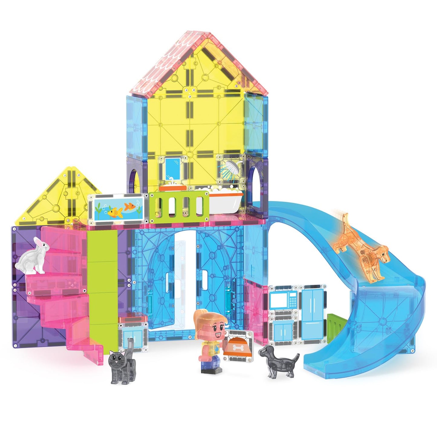 Magna-Tiles Pet Playhouse 50-Piece Magnetic Construction Set, The Original Magnetic Building Brand
