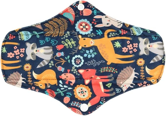 5 Cloth Menstrual Pads 1 Wet Bag M Panty Liners Reusable Washable (Frog Owl Fox, M Panty Liners)