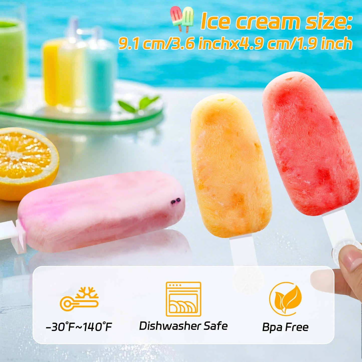 Alinana Stackable Popsicles Molds, 2-Pack BPA-Free Popsicle Molds with Sticks, Ice Pop Mold for Homemade Fruit, Yogurt, and Smoothie Popsicles