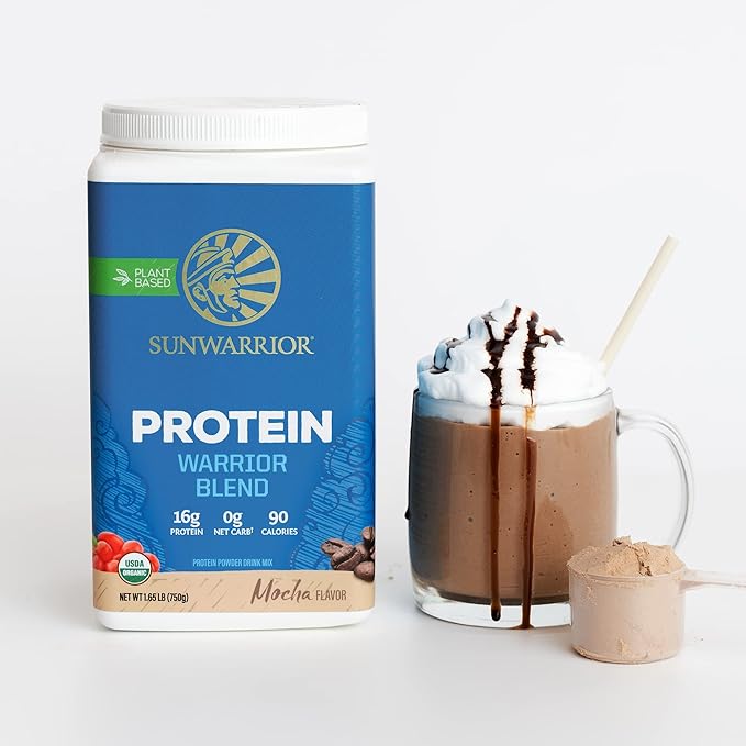 Vegan Protein Powder with BCAA | Organic Hemp Seed Protein Gluten Free Non-GMO Dairy Free Soy Sugar Free Low Carb Plant Based Protein Powder | Mocha 30 SRV 750 G | Warrior Blend by Sunwarrior