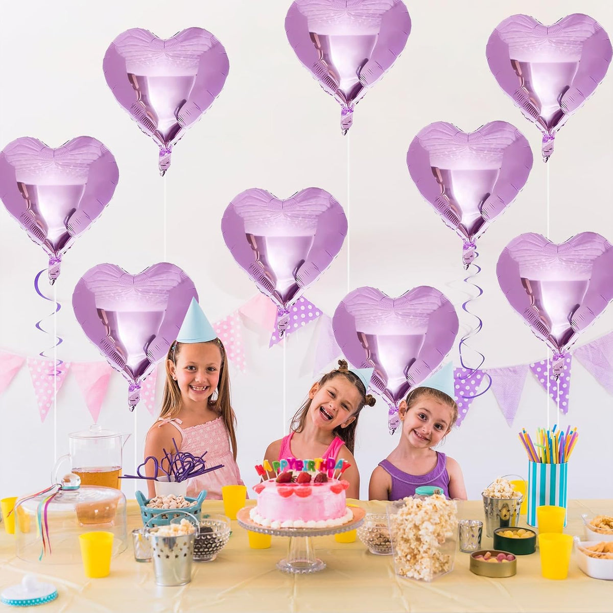 Purple Foil Heart Balloons, 12Pcs Lavender Purple Heart Shape Mylar Balloons, 18 Inch Light Purple Helium Heart Balloons for Girls Women Birthday Wedding Baby Shower Valentines Anniversary