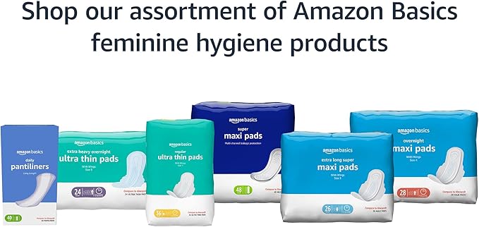 Amazon Basics Daily Pantiliner, Long Length, Pads for Women, Unscented, 120 Count (3 Packs of 40) (Previously Solimo)