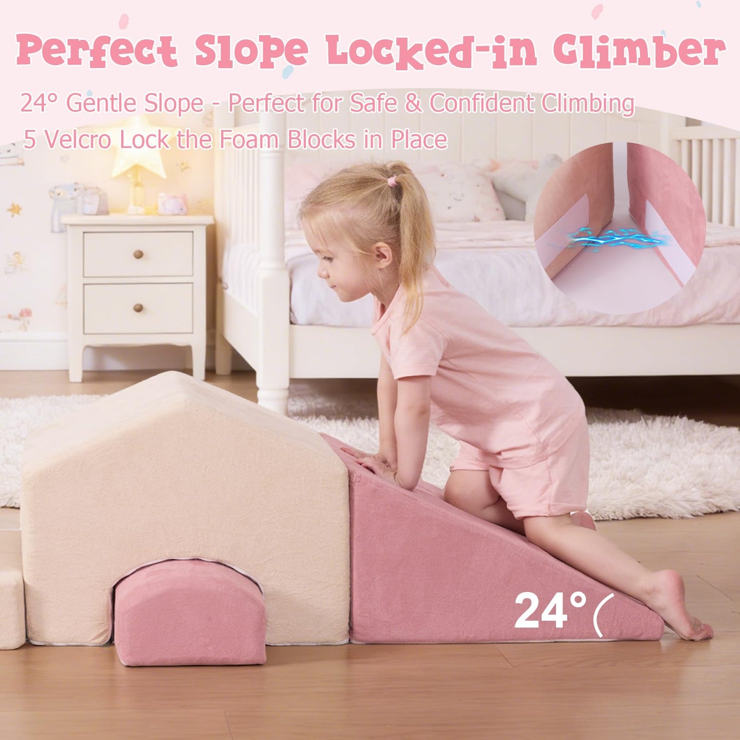 STAOLENE Soft Foam Climbing Blocks for Toddlers 1-3, 5PCS Toddler Climbing Toys, Baby Foam Climbing Blocks, Indoor Climb and Crawl Activity Play Set(Balls Not Included)