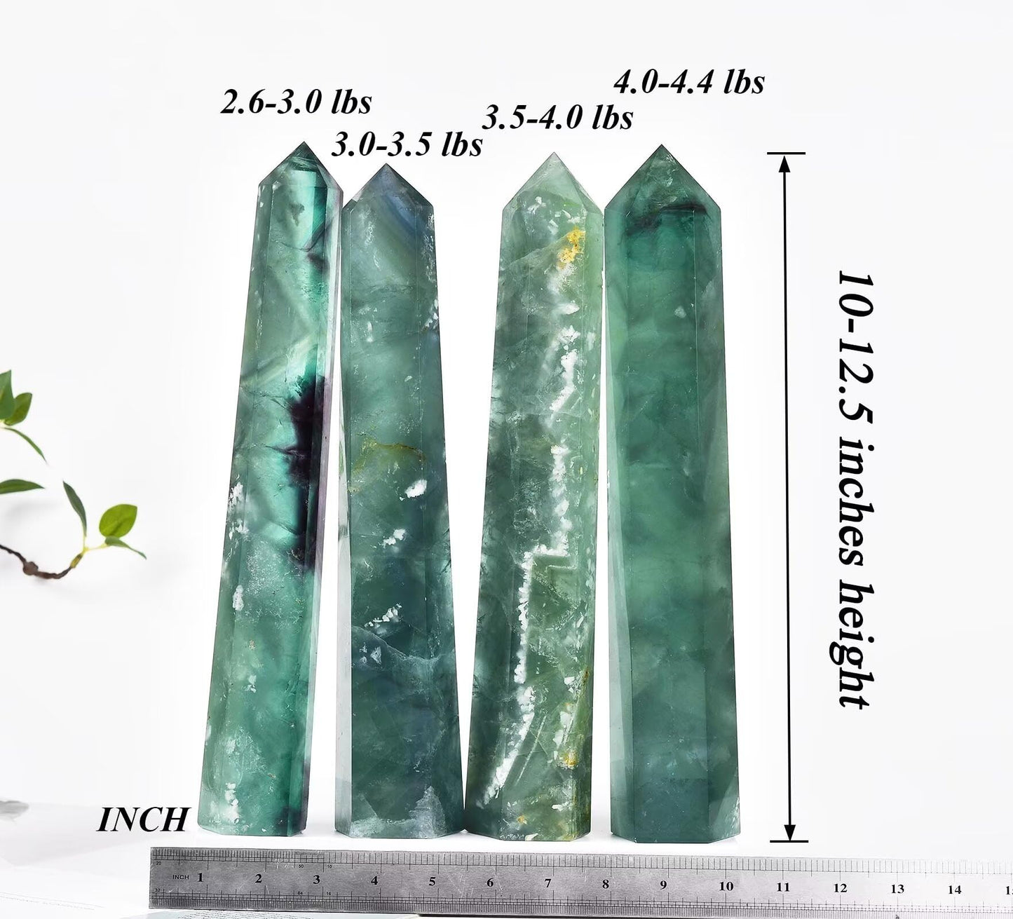 AMOYSTONE Extra Large Healing Crystal Obelisk Towers Green Fluorite Point Wand Home Decor Reiki Healing 2.2-2.6LBS