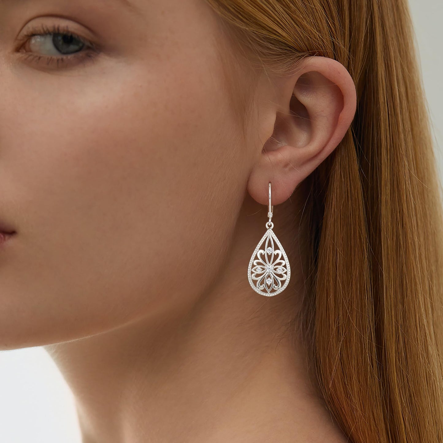 Sterling Silver Dangle Earrings for Women Filigree Teardrop Earrings Hypoallergenic925 Sterling Silver Drop Earring (Filigree-A-S)