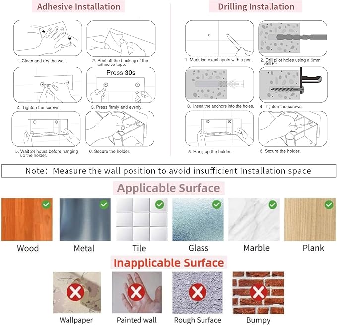 Hair Tool Organizer, Hair Dryer Organizer Wall Mount, Hair Tool Holder Acrylic, Hair Tool Organizer Countertop for Bathroom Hot Tools Holder for Flat Iron Curling, Hair Brush Accessories CHOCHOYAH