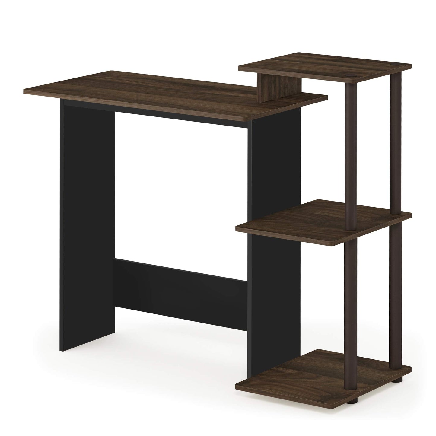Furinno EFFICIENT Desk, 28.6" Wide Gaming Desk with 3 Open Side Shelves, Laptop Notebook Computer Desk, Office Desk for Home Office, Study Room, Dorm, Bedroom, Columbia Walnut