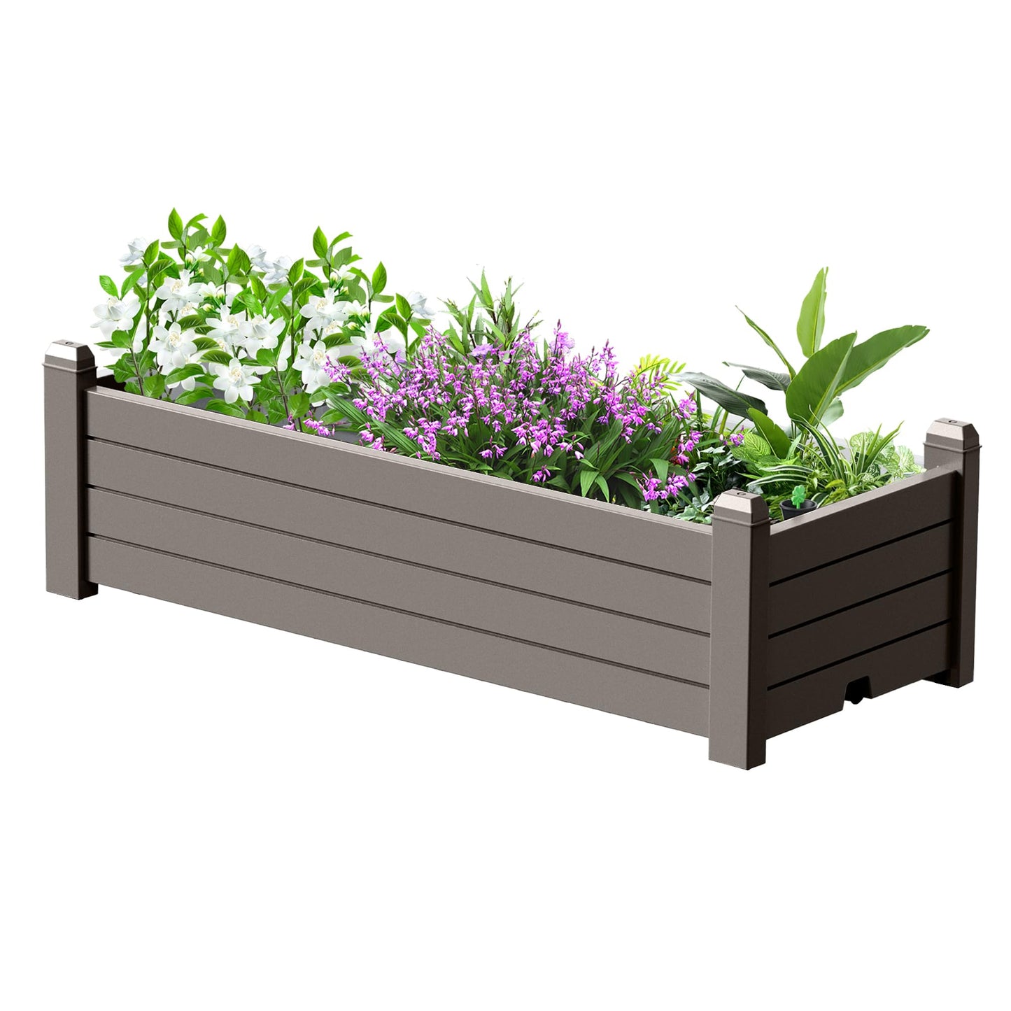 EasyUp Horticulture Garden Bed, Divisible Resin Planter Box for Backyard, Patio, Balcony, with 4 Legs(Gray,43.31 * 17.72 * 12.6)