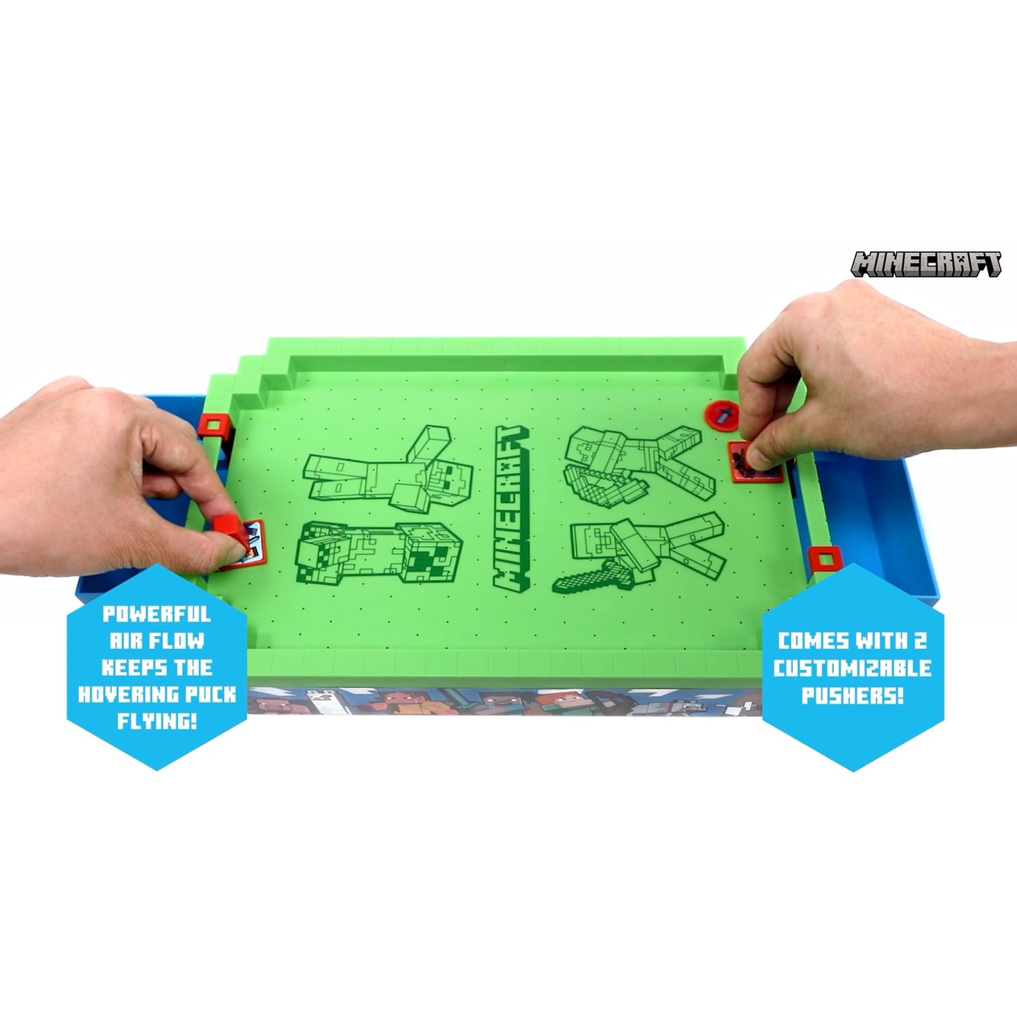 Minecraft: Arcade Air Hockey - Overworld - Core Series, 17" Motorized Tabletop Game, Iconic Sounds, Licensed Collectible Toy, Adults-Kids 3+, 2 Player