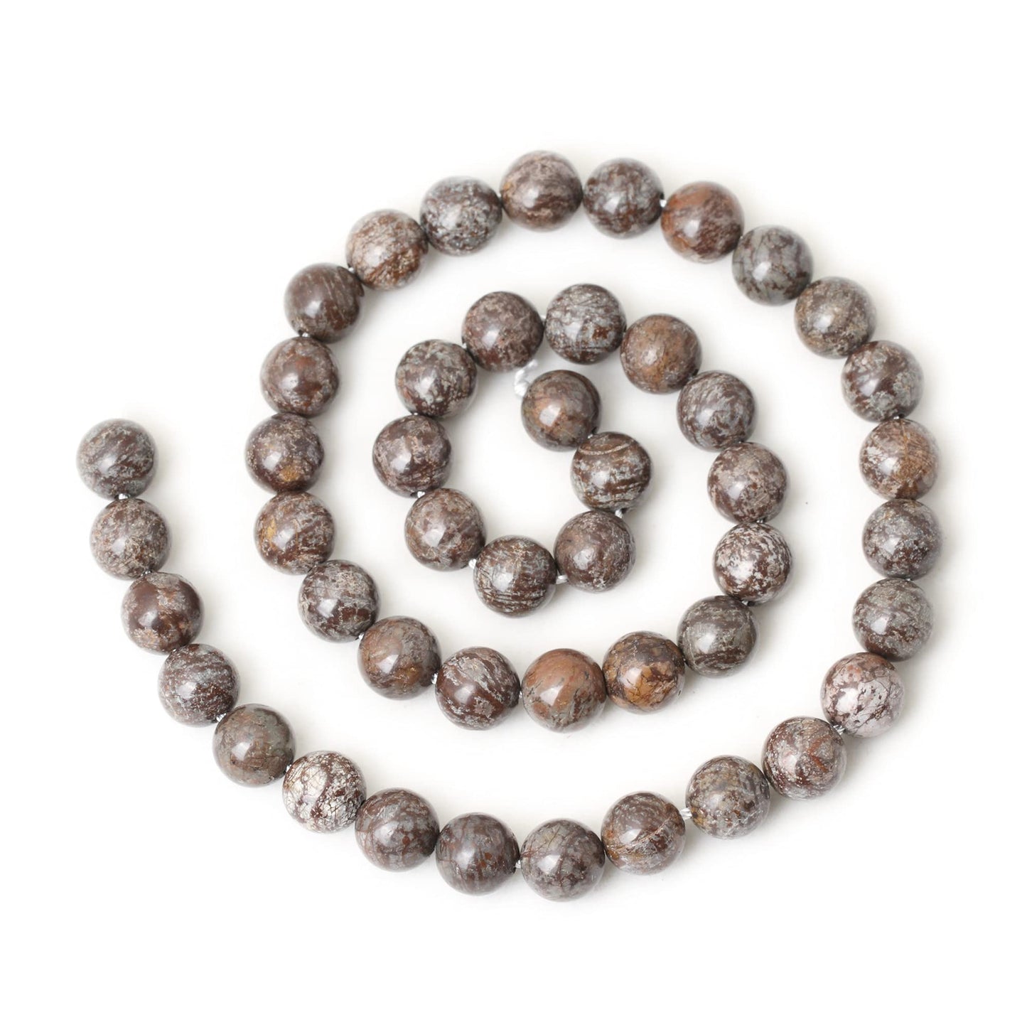 CHEAVIAN 45PCS 8mm Natural Brown Snowflake Jasper Gemstone Round Stone Loose Beads for Jewelry Making 1 Strand 15"