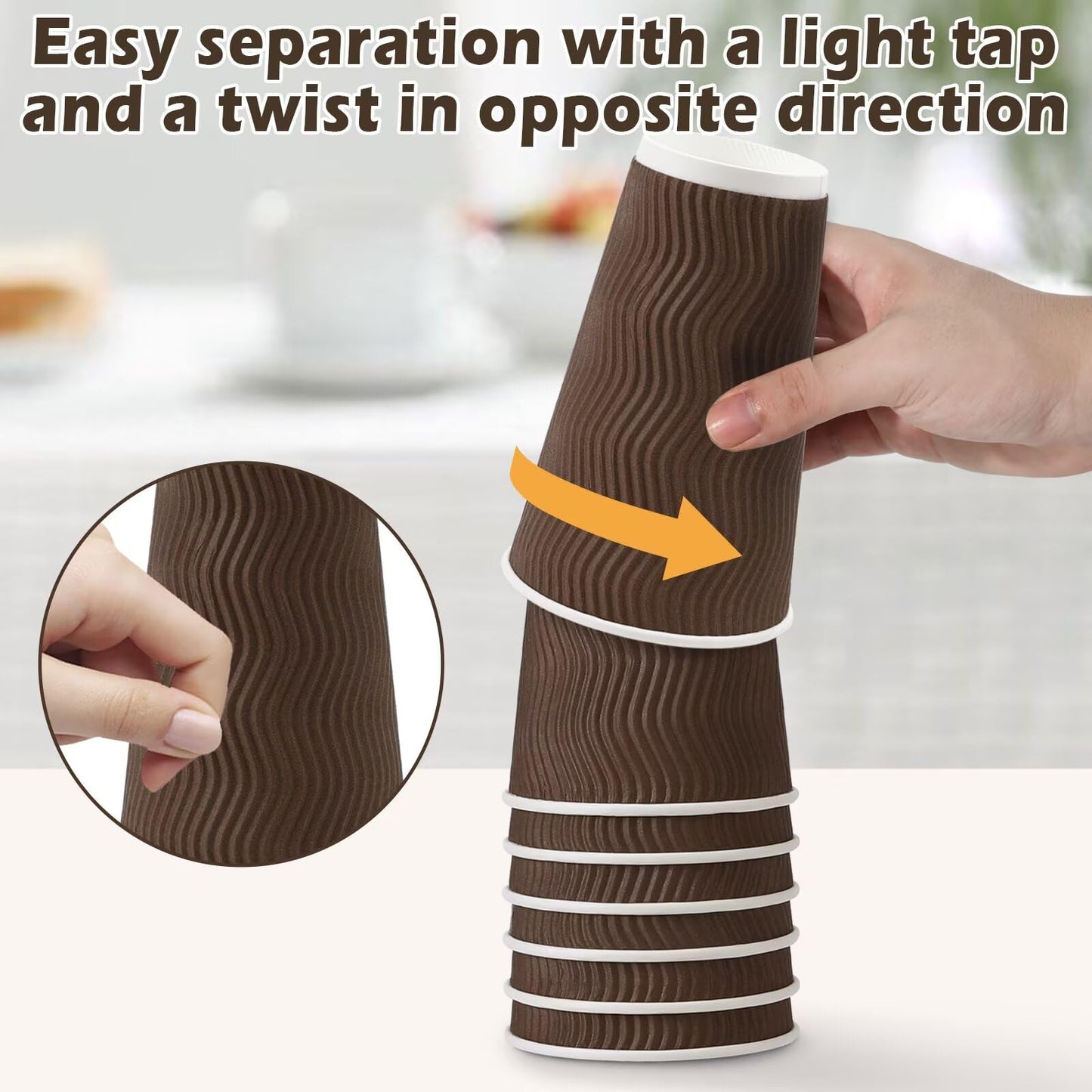 Huifany 16 oz Coffee Cups with Lids 50 Pack, Disposable Coffee Cups with Lids, Insulated To Go Paper Coffee Cup for Hot Cold Drinks