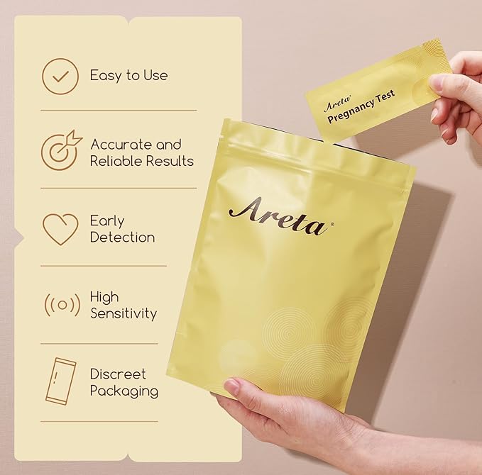 Areta Pregnancy Test Strips: 50-Pack hCG Tests, Highly Accurate and Rapid Results for Early Detection The Day After Your Missed Period