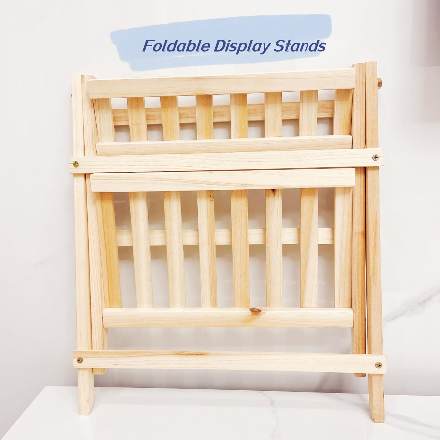 QruiLanTu 2 Tier Foldable Ladder Plant Stand Desktop Shelf Organizer Rack Wooden Display Risers For Selling L 13.3 x H 13.8 x D 7.1 in（DIY）