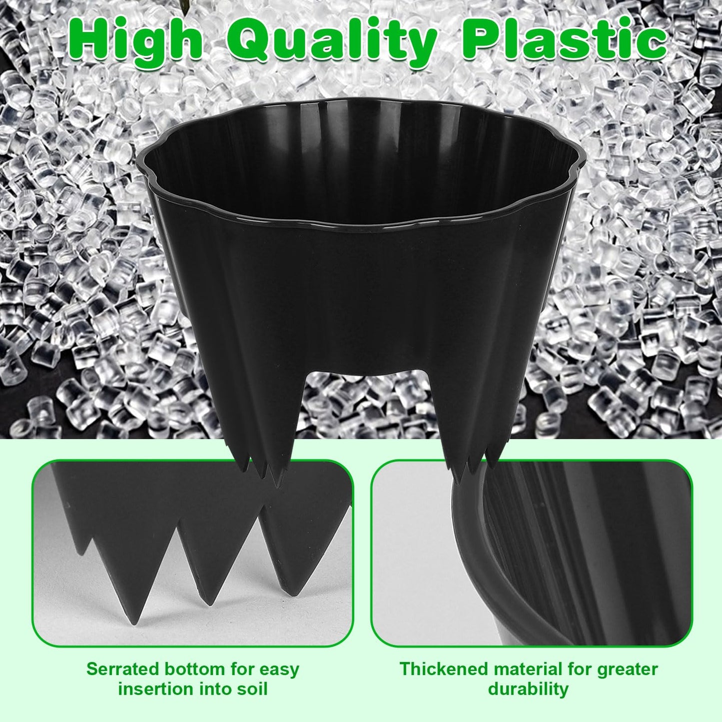 pdpdoc 6 Pack of 10 Inch Planting Grow Rings, Planting Protective Round Garden Edging, Keeping Plants Separated, Weed Control and Directing Water to the Roots (10 Inch - 6 Pack - Black)