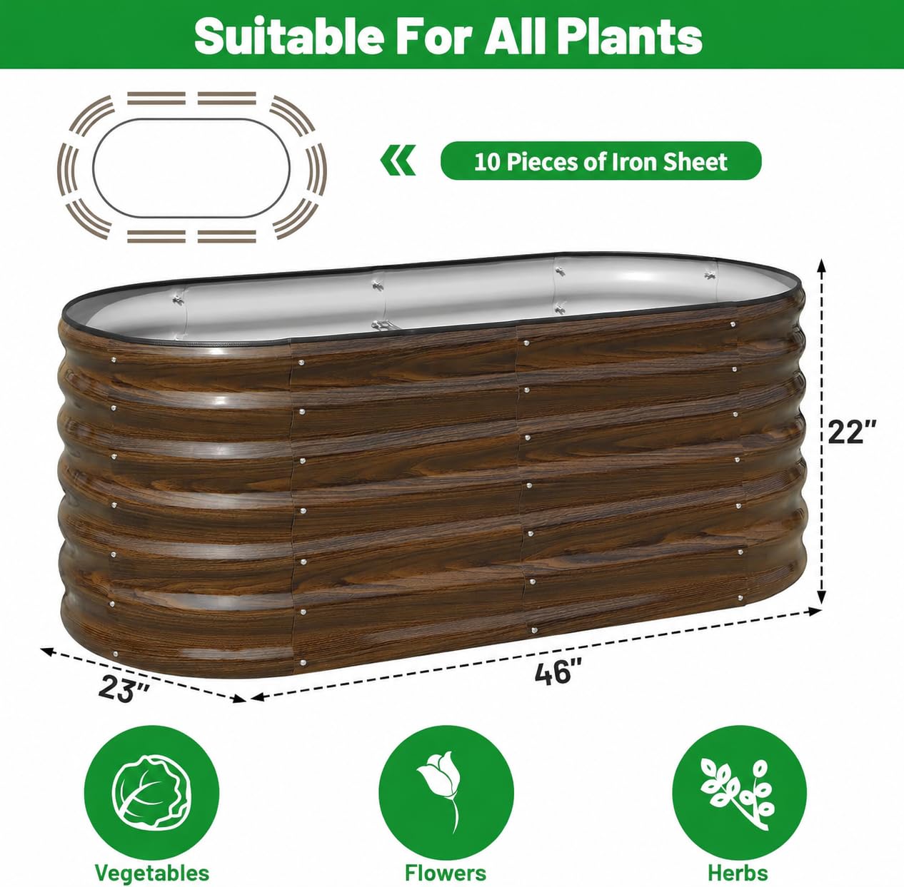 SnugNiture Galvanized Steel Raised Garden Bed Kit - 2 Pack 4x2x2 ft Metal Planter Box for Vegetables, Flowers, Herbs | Easy Assembly, Open Bottom Design for Optimal Drainage