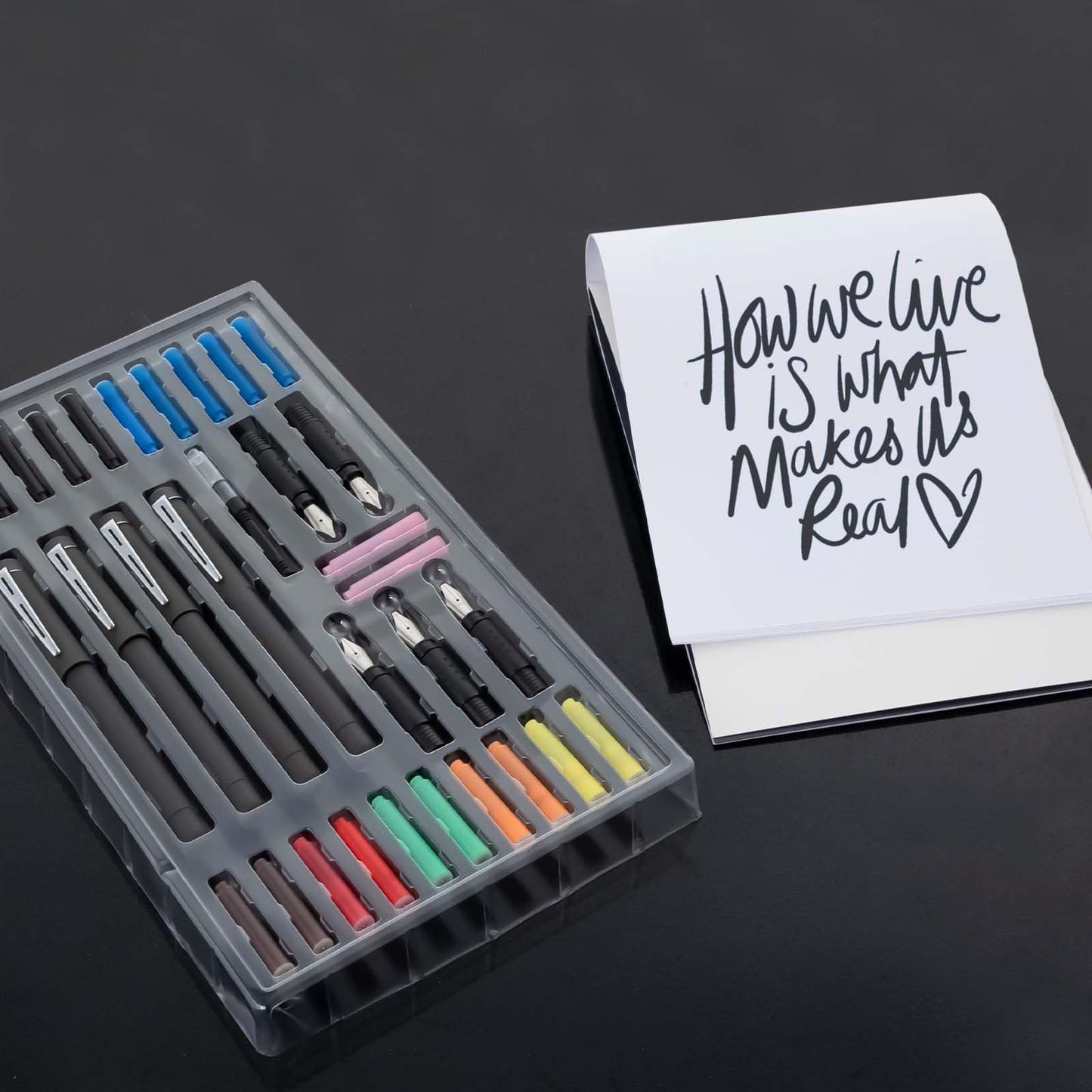 Falling in Art 34Pcs Calligraphy Pen Set, Calligraphy Kit with 5 Pen Nibs and 22 Assorted Ink Cartridges, Drawing and Calligraphy Practice For Beginners