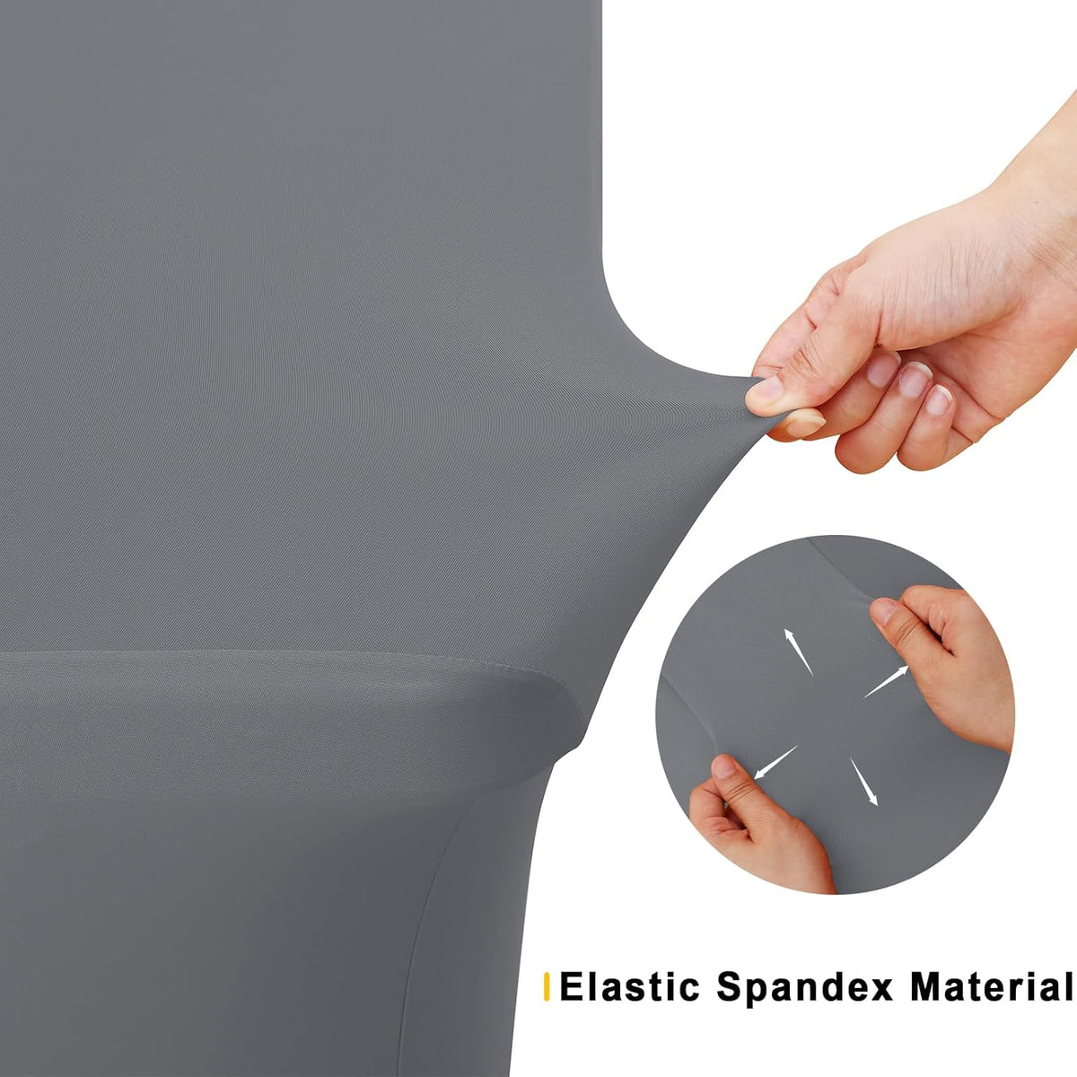 Smiry 2 Pack Spandex Table Cloth 5FT, Elastic Fitted Stretch Tablecloths, Washable and Wrinkle Free Rectangular Patio Table Cover for Outdoor, Wedding, Banquet & Parties (Grey, 60Lx30Wx30H Inch)