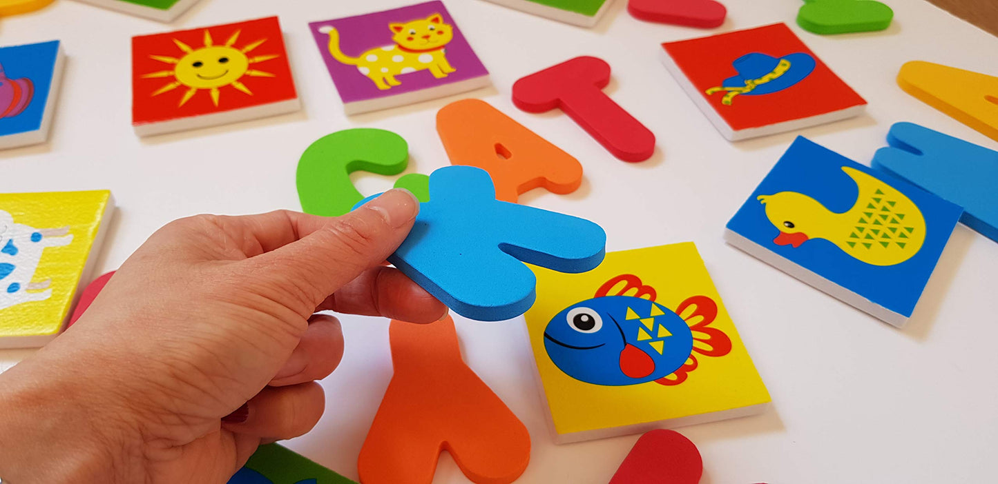 Buddy & Barney Bath Toy Stickers - Bath Alphabets and Animals Learning Stickers for Kids | 38 Pieces Spell & Learn Foam Bath Toys with Storage Bag for Kids with Mesh Storage Bag
