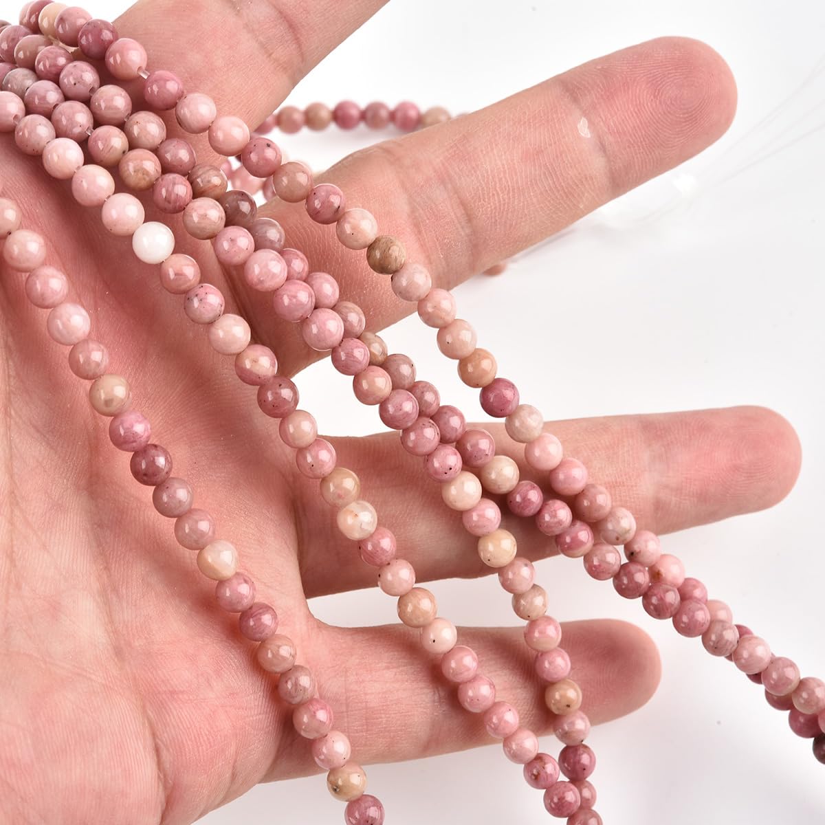 LIFAVOVY Genuine Rhodochrosite Beads for Jewelry Making Gemstone Semi Precious Stone Round 6mm Strand 15in(60-65pcs)