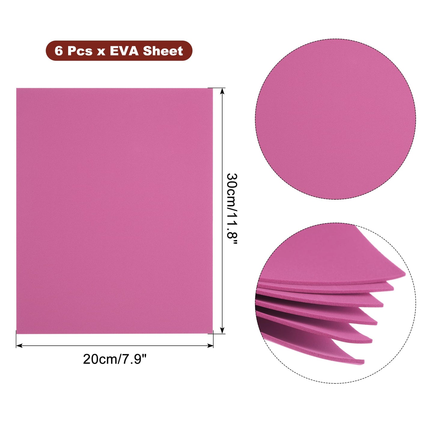 uxcell Rose EVA Foam Sheets 11.8 x 7.9in 1.8mm Thickness for Crafts DIY, 6 Pcs