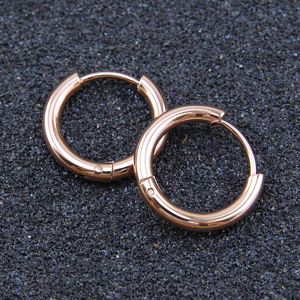 Gabry&jwl 14mm Rose Gold Hypoallergenic Stainless Steel Cartilage Hoop Earrings