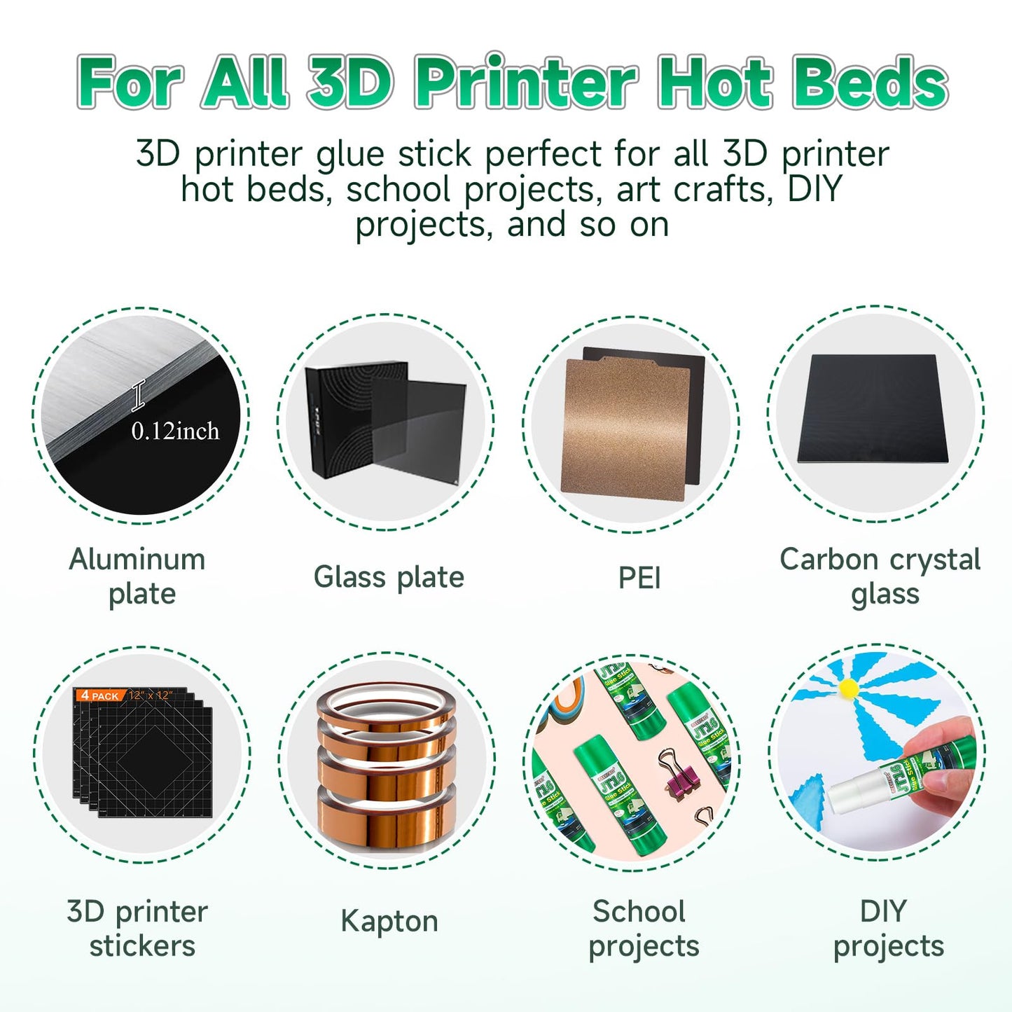 3D Printer Glue Sticks, 36 Grams Each PVP Solid Glue Sticks for Hot Bed Plate, Washable, Non-Toxic, Reduce Warping for PLA, ABS, PETG, Hips, TPU Filament on PEI, Glass, Aluminum, Buildtak Board, 6Pcs