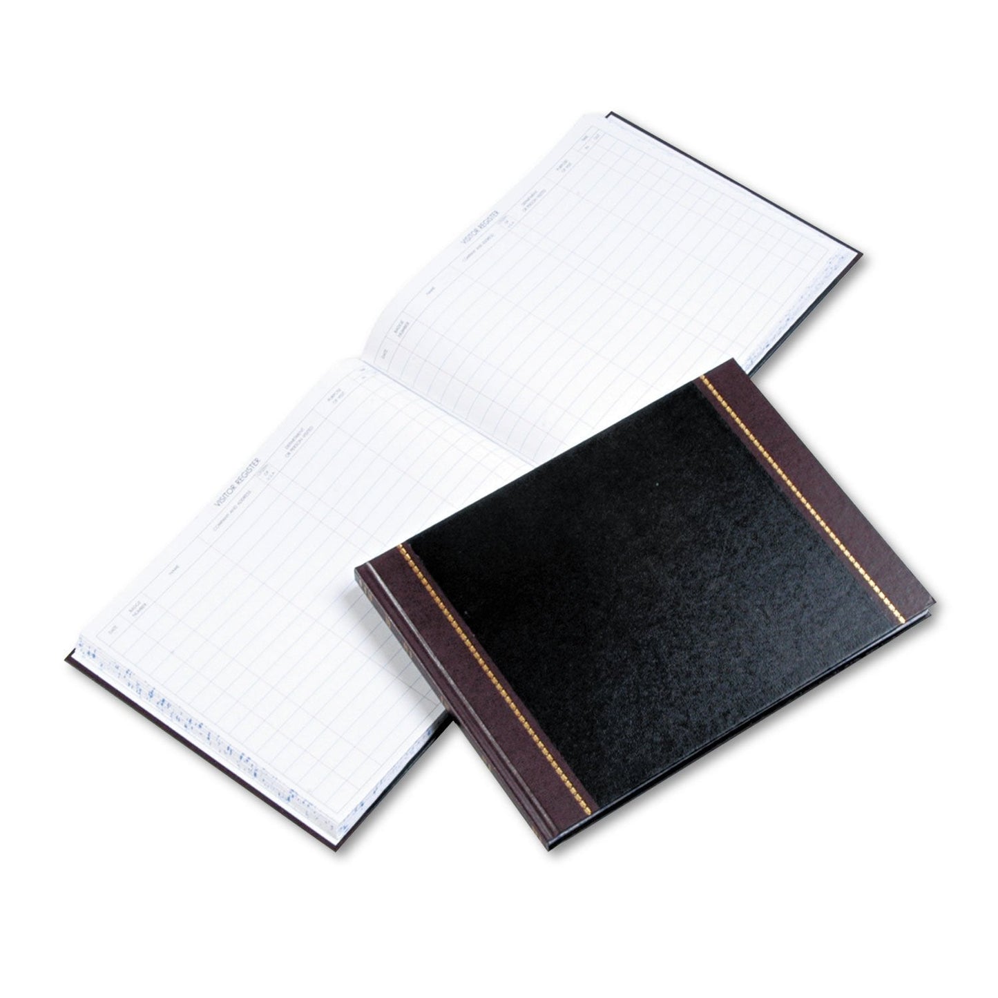Wilson Jones S491 Detailed Visitor Register Book, Black Cover, 208 Ruled Pages, 9 1/2 x 12 1/4