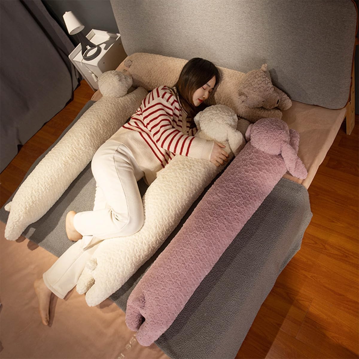 Hofun4U Rabbit Plush Pillow, Rabbit Stuffed Animal, Rabbit Plush Long Body Pillow Gift for Kids Adults (White,47 inch)