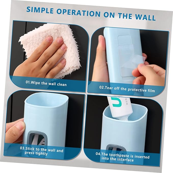 GALPADA 1pc Automatic Toothpaste Squeezer Wall-Mounted Non-Punch Easy to Use Toothpaste Dispenser Pump