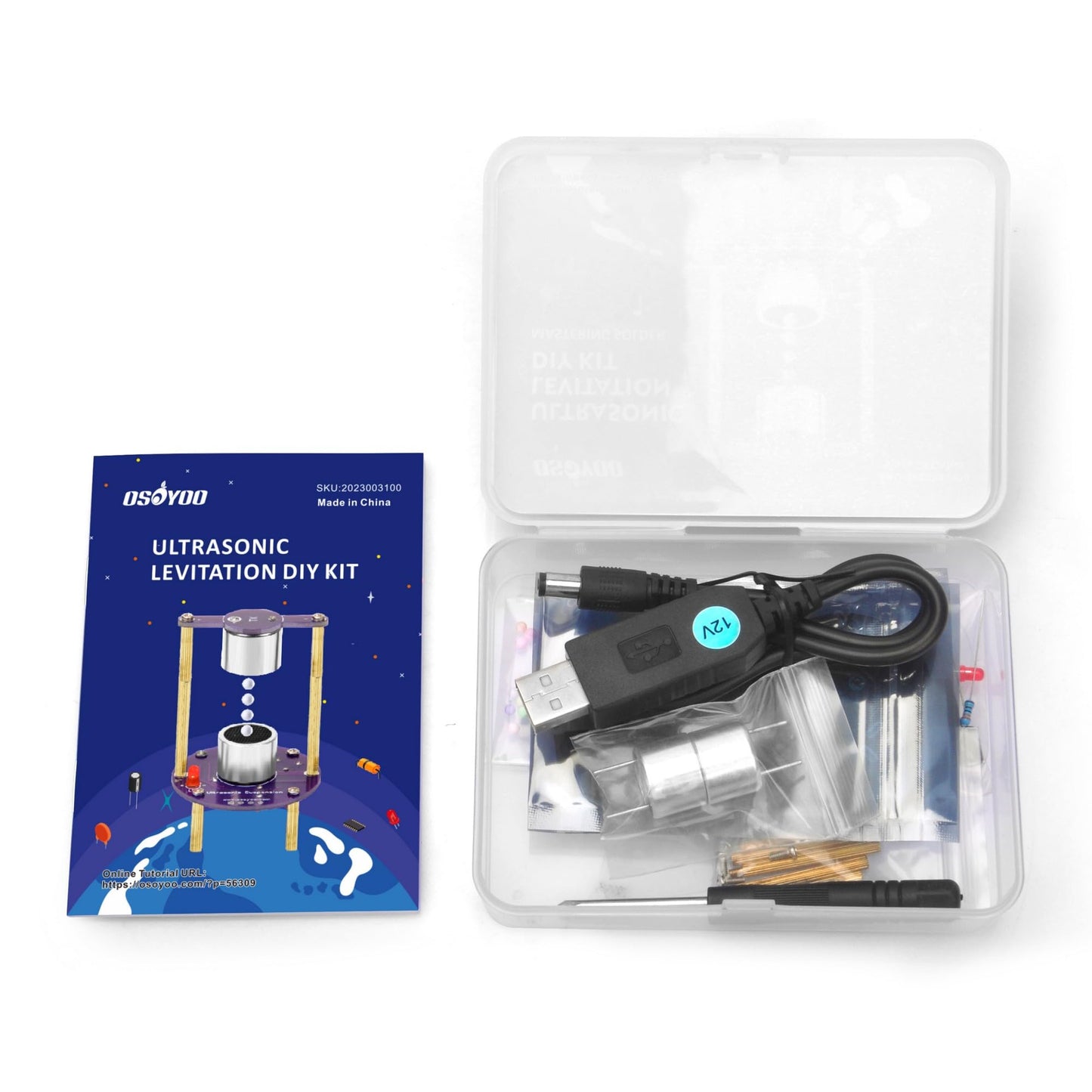 OSOYOO Ultrasonic Levitation Soldering Kit, STEM Electronics DIY Practice Kit for Beginners to Learn to Solder, Build Sound Wave Floating Ball Experiment, USB Powered Science & Engineering Project