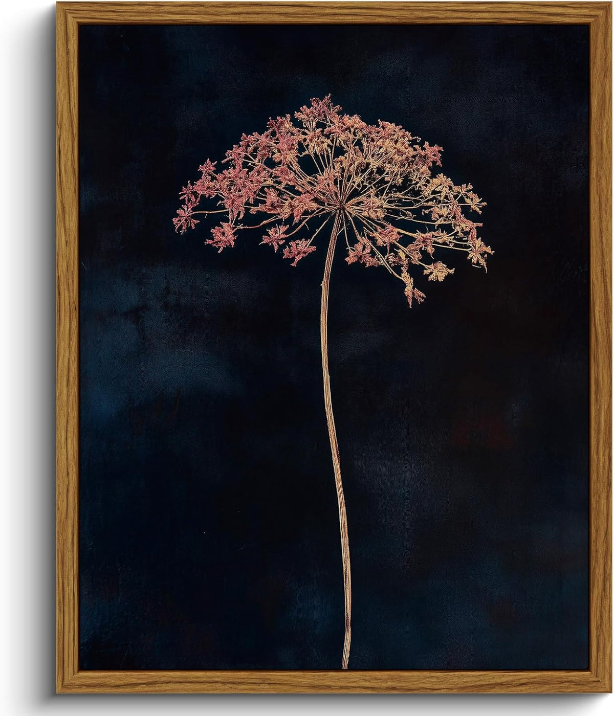 VIYYIEA Framed Canvas Wall Art, Dried Flowers Wall Art for Living Room, Plant Oil Painting Picture, Vintage Home Decor, Bathroom Wall Decor -【Queen Anne's Lace】-(10L x 8W)