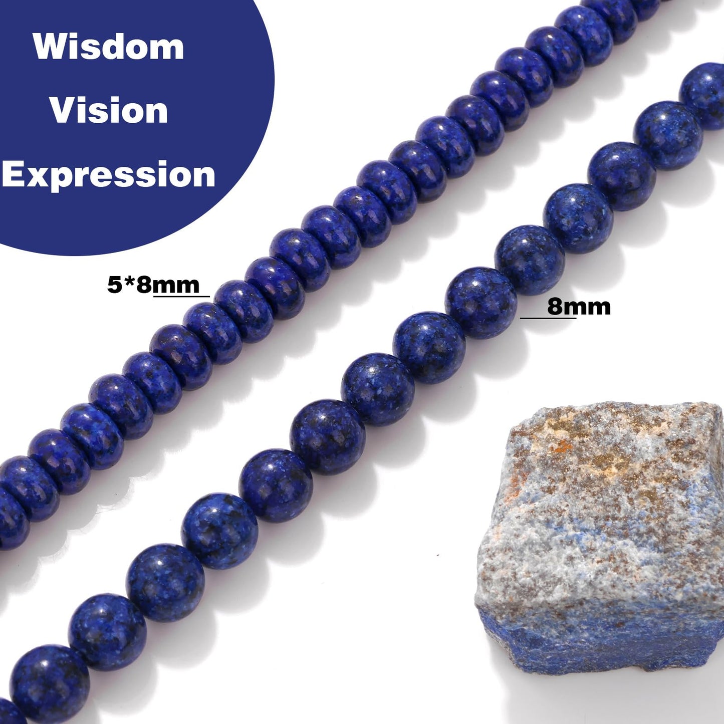 Raicegs 100pcs 8mm Lapis Lazuli Beads Natural Gemstone Beads Round Loose Beads for Jewelry Making DIY Bracelets Necklace