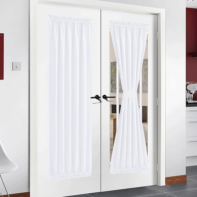 NICETOWN Pure White Patio Door Panel - Thermal Insulated 50% Sunlight Blocking French Door Curtain/Drape/Drapery (54" Width x 72" Length, 1 Panel)